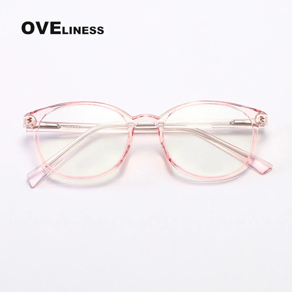 Oveliness Women's Full Rim Round Square Tr 90 Titanium Eyeglasses 398109