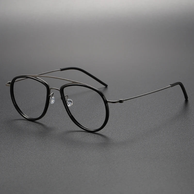 Muzz Unisex Full Rim Oval Double Bridge Titanium Acetate Eyeglasses 45507