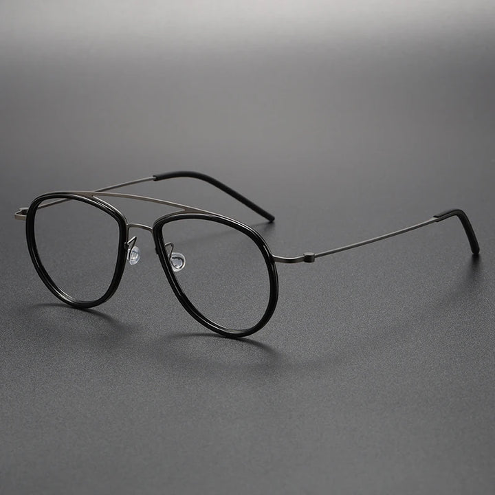 Muzz Unisex Full Rim Oval Double Bridge Titanium Acetate Eyeglasses 45507