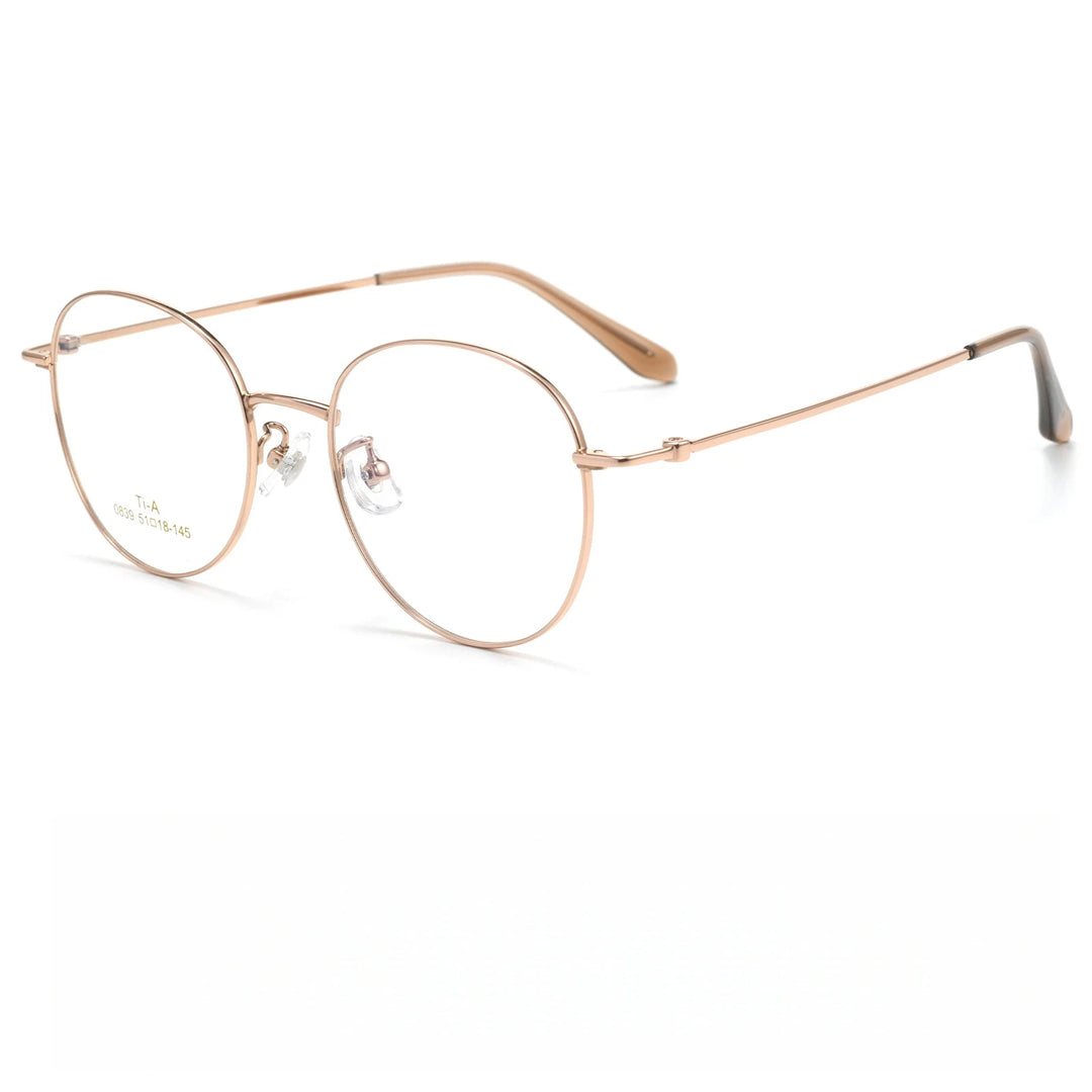 Yimaruili Unisex Full Rim Round Pure Titanium Eyeglasses 0839F — view 4 | Yimaruili at FuzWeb