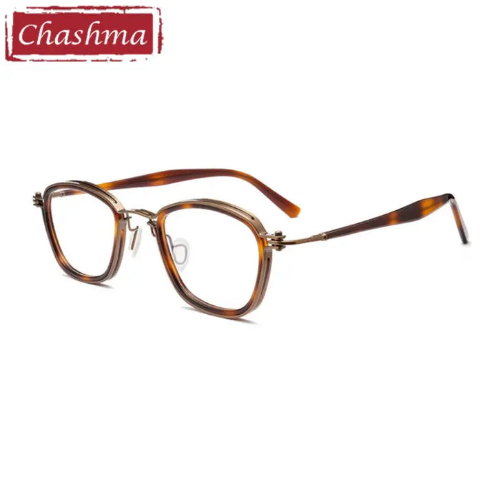 Chashma Ottica Unisex Full Rim Square Acetate Titanium Eyeglasses 795861 FuzWeb