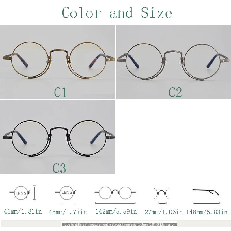 Yujo Unisex Full Rim Round Titanium Eyeglasses 4527 Full Rim Yujo   