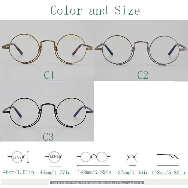 Yujo Unisex Full Rim Round Titanium Eyeglasses 4527 Full Rim Yujo   