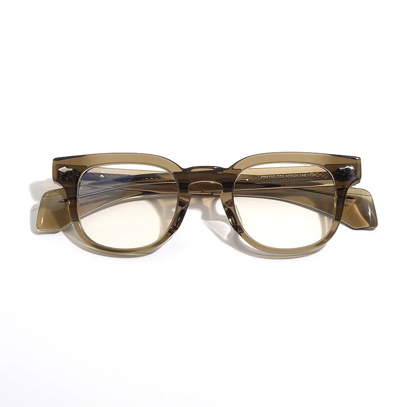 Black Mask Unisex Full Rim Square Brow Line Acetate Eyeglasses 368195