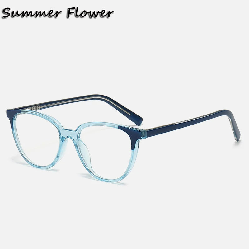 Summer Flower Women's Full Rim Cat Eye Tr 90 Titanium Eyeglasses 35009