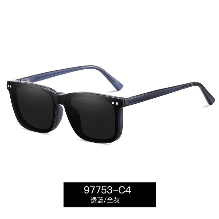 CCspace Unisex Full Rim Square Tr 90 Titanium Reading Glasses Clip On Sunglasses
