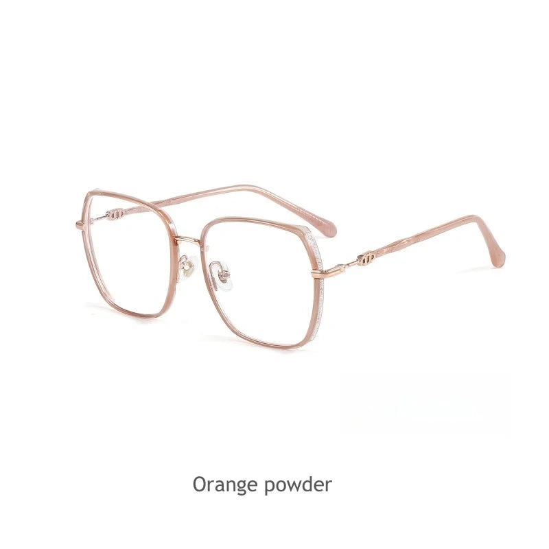 KatKani Women's Full Rim Square Alloy Acetate Eyeglasses M2288 Full Rim KatKani Eyeglasses Orange powder  