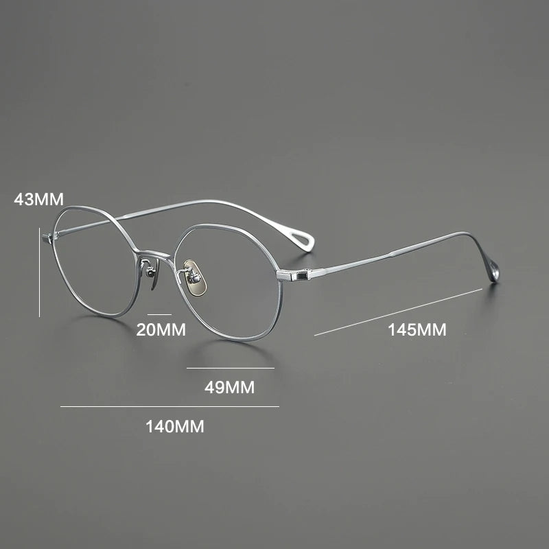 Gatenac Unisex Full Rim Polygon Round Titanium Eyeglasses G9142