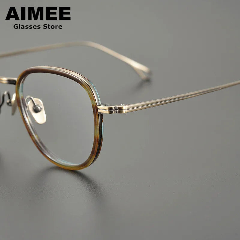 Aimee Unisex Full Rim Square Titanium Acetate Eyeglasses 9115