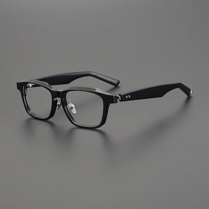 Black Mask Unisex Full Rim Square Thick Acetate Eyeglasses 9003 Full Rim Black Mask Black  