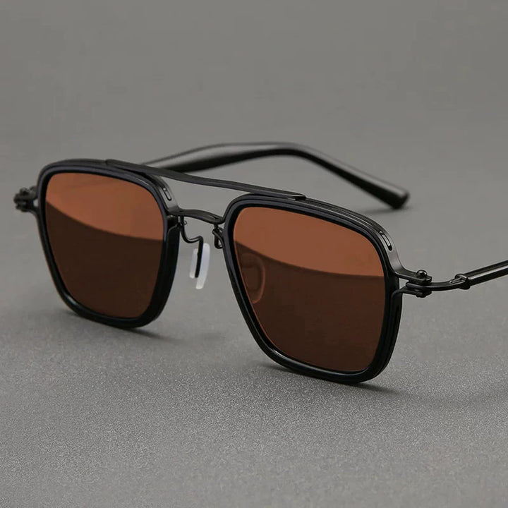 Black Mask Men Full Rim Square Titanium Polarized Sunglasses BM-5875S