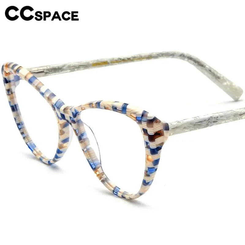 CCspace Unisex Full Rim Cat Eye Acetate Eyeglasses 56917 Full Rim CCspace   