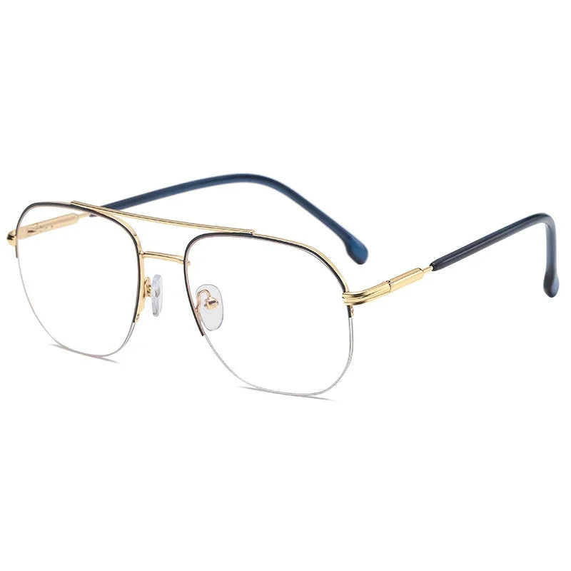 Handoer Unisex Semi Rim Square Double Bridge Titanium Eyeglasses 95926
