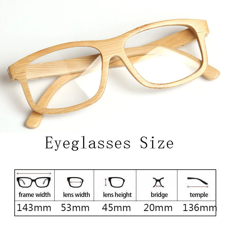 Hdcrafter Unisex Full Rim Square Bamboo Wood Eyeglasses 56191 Full Rim Hdcrafter Eyeglasses