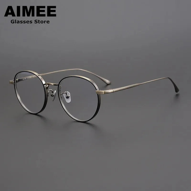 Aimee Unisex Full Rim Round Titanium Eyeglasses 7845 Full Rim Aimee Brown  