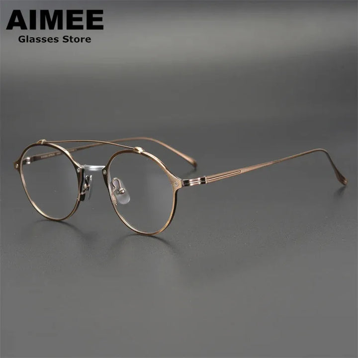 Aimee Unisex Full Rim Round Double Bridge Titanium  Eyeglasses 4747 Full Rim Aimee   