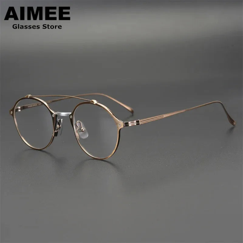 Aimee Unisex Full Rim Round Double Bridge Titanium  Eyeglasses 4747 Full Rim Aimee   