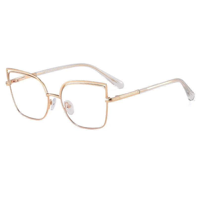 CCspace Women's Full Rim Square Cat Eye Alloy Eyeglasses 301091 Full Rim CCspace Gold  