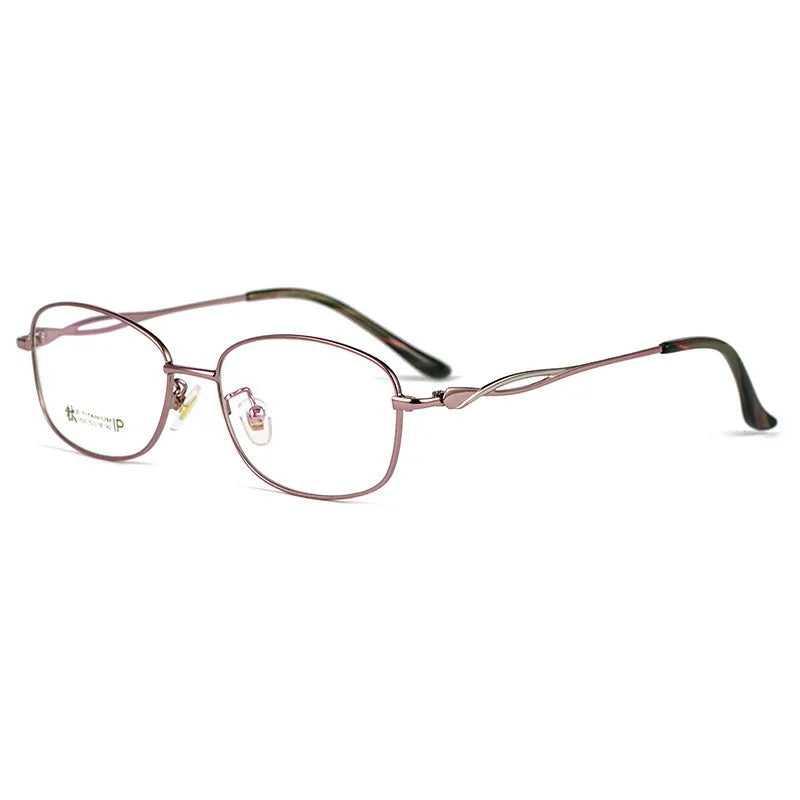 Kocolior Women's Full Rim Rectangle Titanium Hyperopic Reading Glasses 3520x Reading Glasses Kocolior Pink China 0