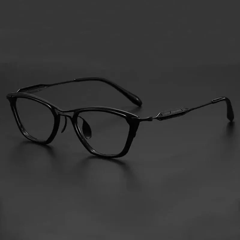 Gatenac Unisex Full Rim Square Brow Line Acetate Titanium Eyeglasses 626878 FuzWeb