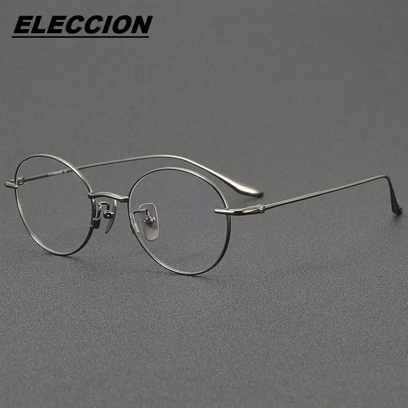 Eleccion Women's Full Rim Round Titanium Eyeglasses 24158 Full Rim Eleccion Gray CHINA