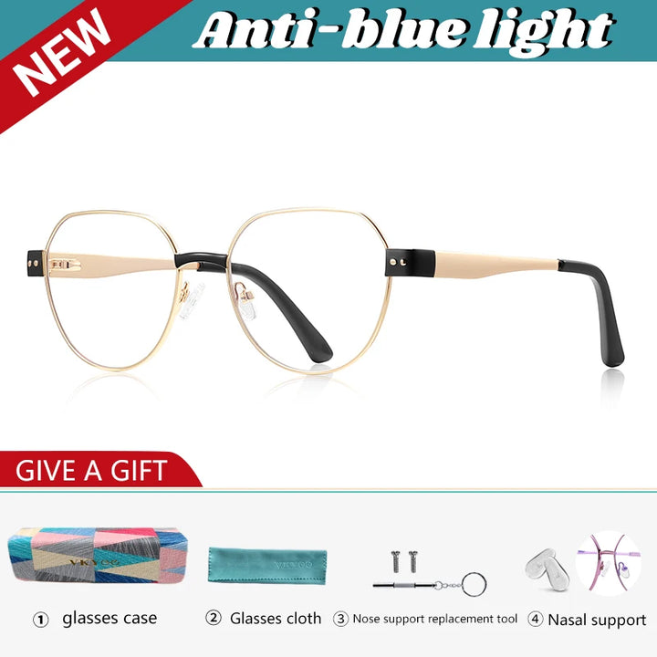 Vicky Women's Full Rim Flat Top Oval Alloy Tr 90 Reading Glasses 513174