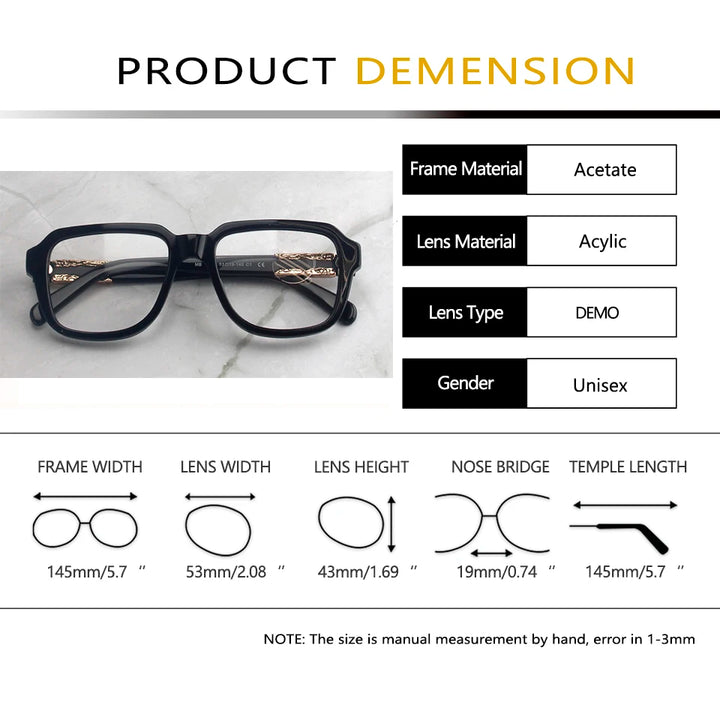 Esnbie Unisex Full Rim Oval Square Brow Line Acetate Eyeglasses 912411