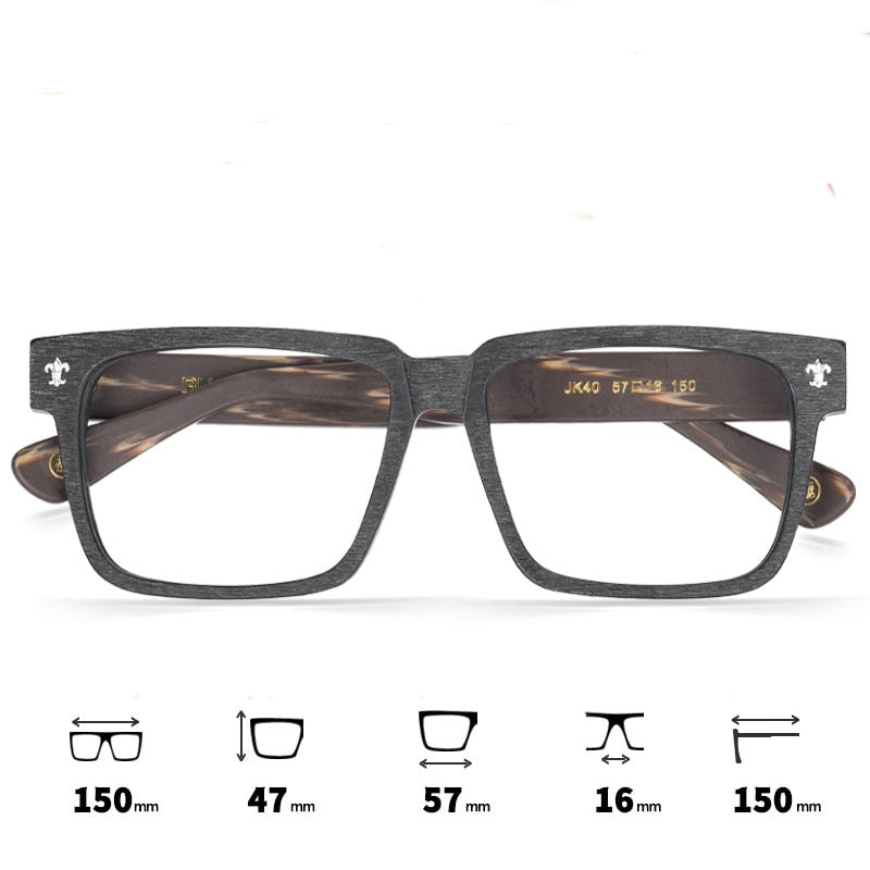 Hdcrafter Unisex Full Rim Big 150mm Square Wood Eyeglasses Jk040 Full Rim Hdcrafter Eyeglasses Black Coffee  