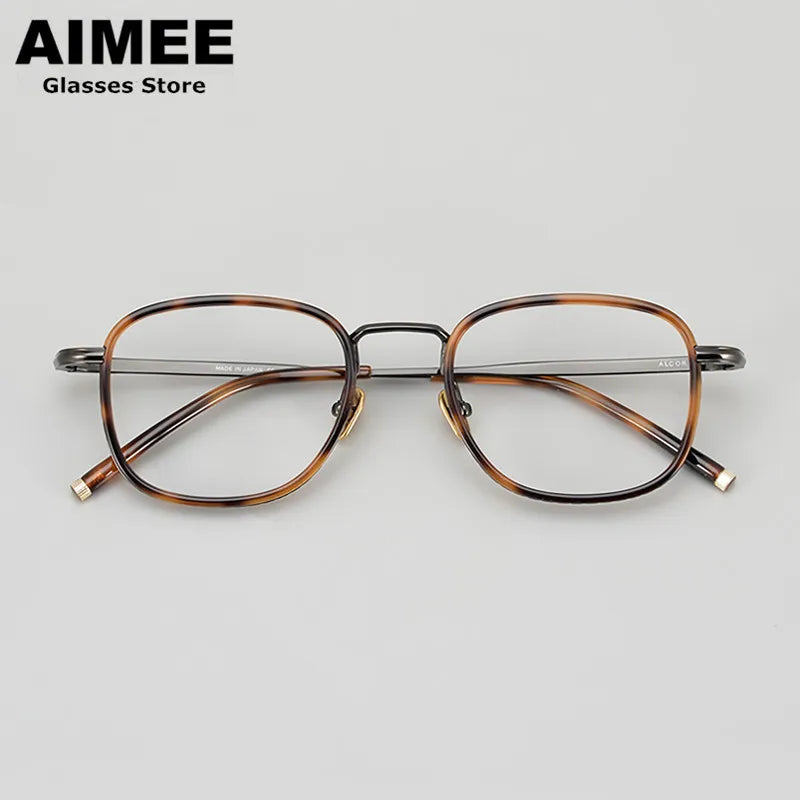 Aimee Unisex Full Rim Square Acetate Titanium Eyeglasses 21140