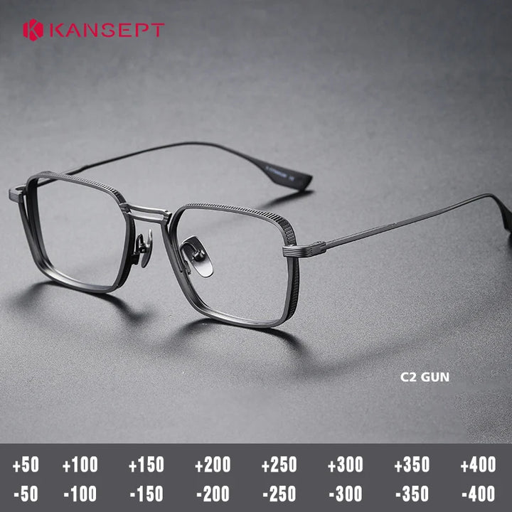 Kansept Unisex Full Rim Square Double Bridge Titanium Reading Glasses 628125