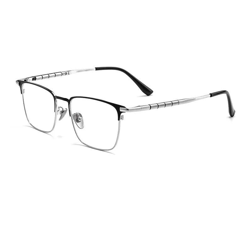 Hdcrafter Unisex Full Rim Square Titanium Eyeglasses 9009t Full Rim Hdcrafter Eyeglasses Silver  