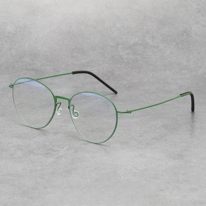 Black Mask Unisex Full Rim Round Screwless Titanium Eyeglasses 5531 Full Rim Black Mask Green  