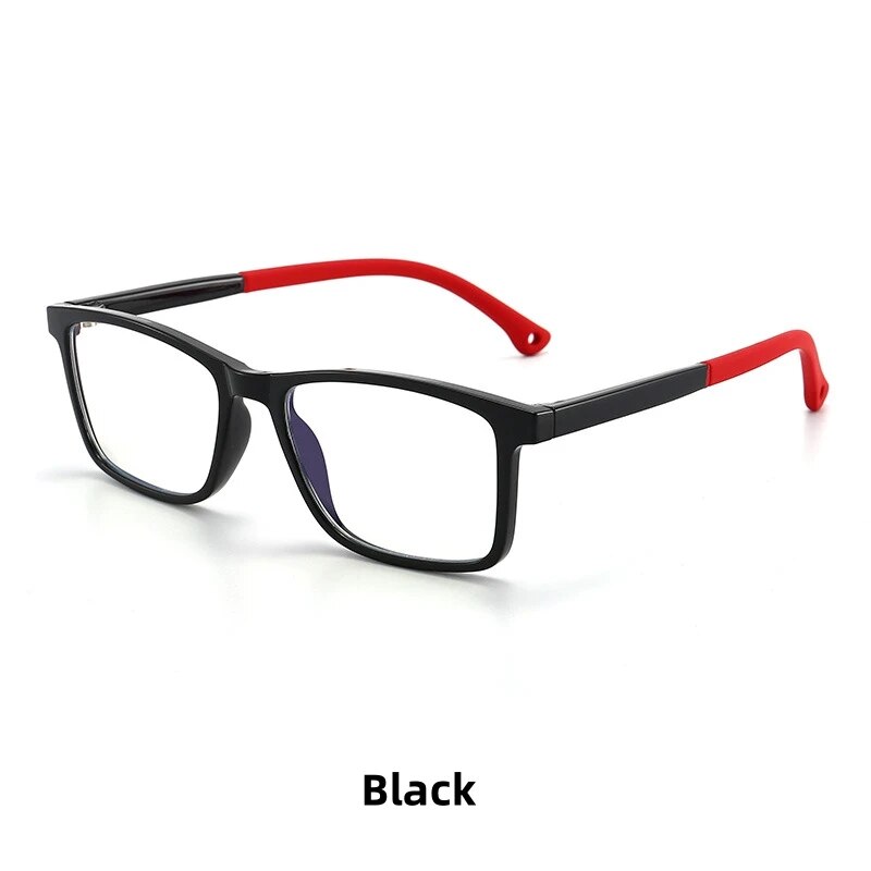 KatKani Children's Unisex Full Rim Square Tr 90 Eyeglasses F8500 Full Rim KatKani Eyeglasses Black  