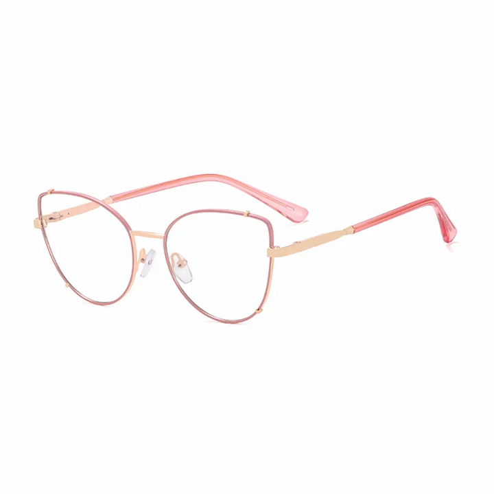 Ralferty Women's Full Rim Cat Eye Alloy Eyeglasses R81199 Full Rim Ralferty C2 Pink CHINA 