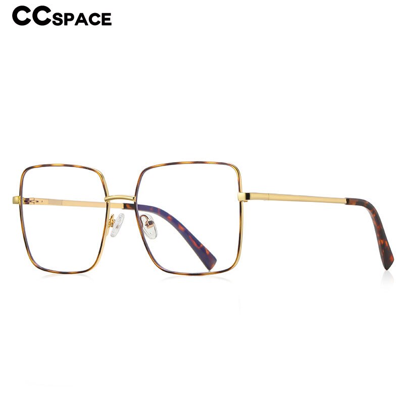 CCSpace Unisex Full Rim Square Spring Hinge Alloy Eyeglasses 56270 Full Rim CCspace   