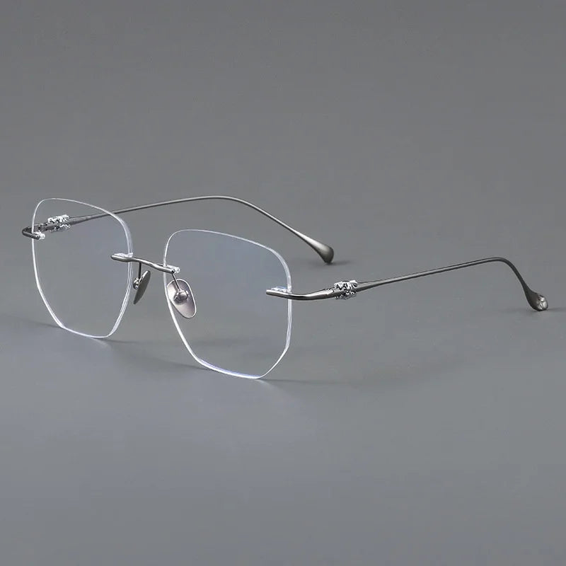 KatKani Unisex Rimless Square Titanium Eyeglasses B69061 Rimless KatKani Eyeglasses   