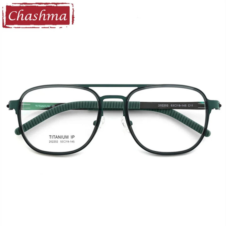 Chashma Ochki Unisex Full Rim Square Double Bridge Titanium Eyeglasses 4422 Full Rim Chashma Ochki   