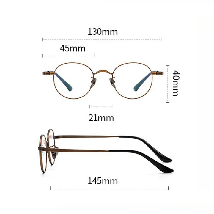 Yimaruili Women's Full Rim Round Titanium Eyeglasses 8803 Full Rim Yimaruili Eyeglasses