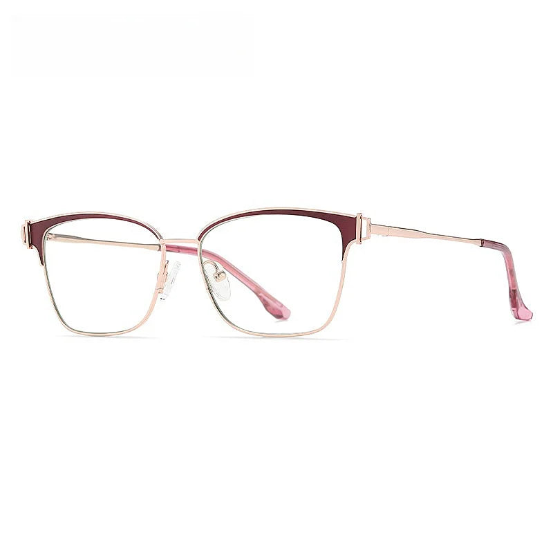 KatKani Women's Full Rim Square Alloy Acetate Eyeglasses Js8612 Full Rim KatKani Eyeglasses   