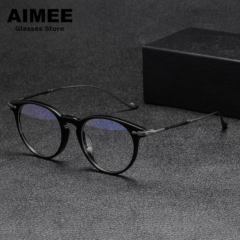 Aimee Unisex Full Rim Round Titanium Acetate Eyeglasses 5889 Full Rim Aimee   