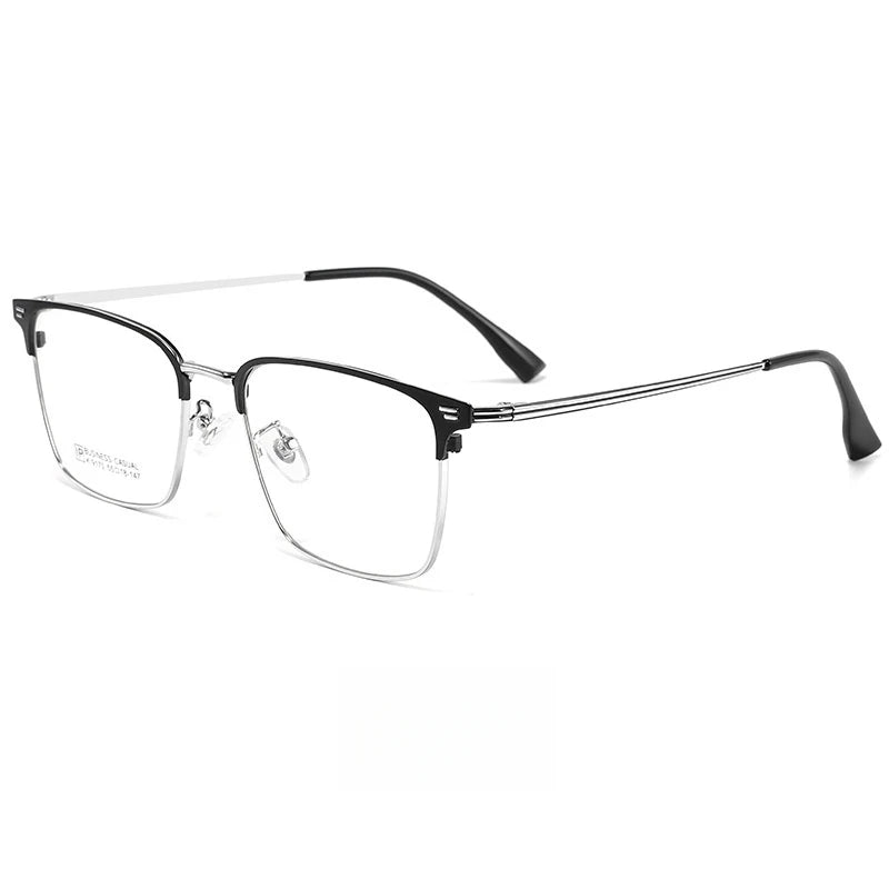 Yimaruli Unisex Full Rim Square Alloy Eyeglasses 9170K Full Rim Yimaruili Eyeglasses Black Silver  