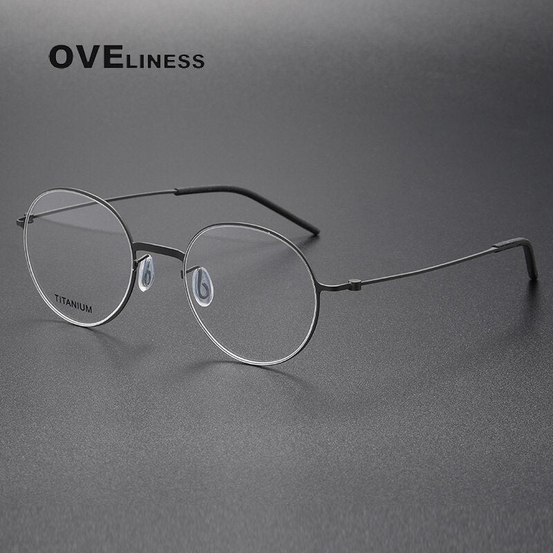 Oveliness Unisex Full Rim Round Screwless Titanium Eyeglasses 5501 Full Rim Oveliness gun  