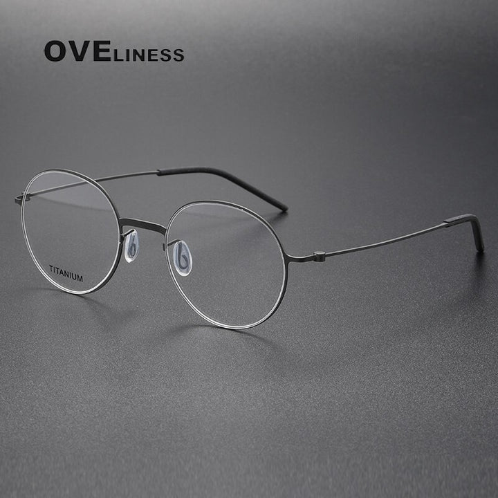 Oveliness Unisex Full Rim Round Screwless Titanium Eyeglasses 5501 Full Rim Oveliness gun  