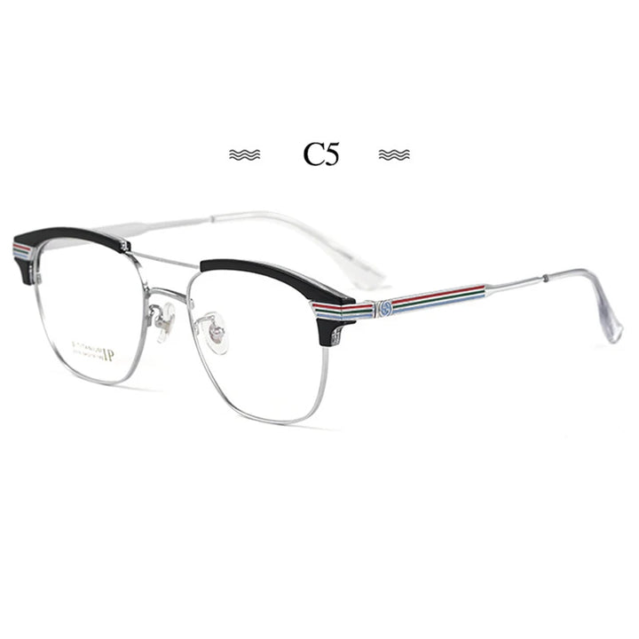 Hotochki Men's Full Rim Square Double Bridge Titanium Eyeglasses Bj2315 Full Rim Hotochki C5  