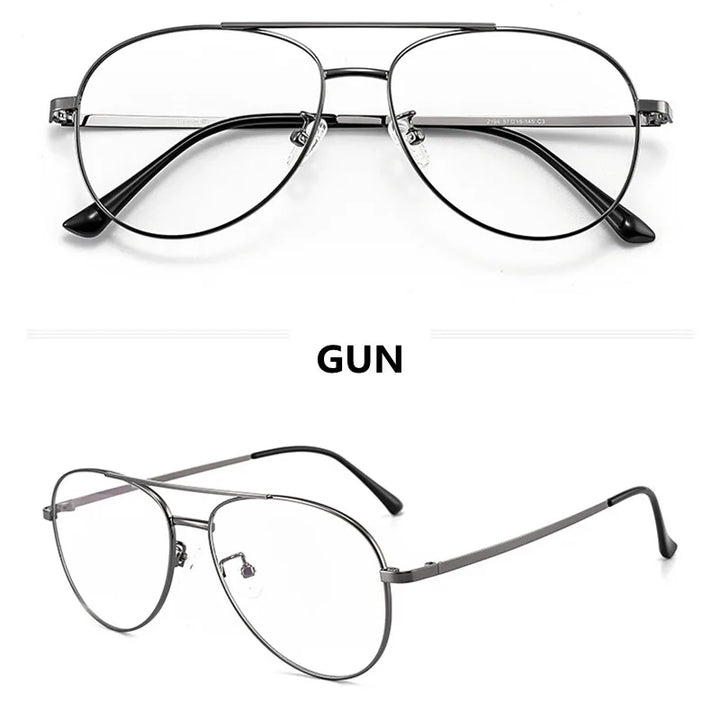 Hdcrafter Mens Full Rim Double Bridge Titanium Eyeglasses 2194 Full Rim Hdcrafter Eyeglasses Gun  