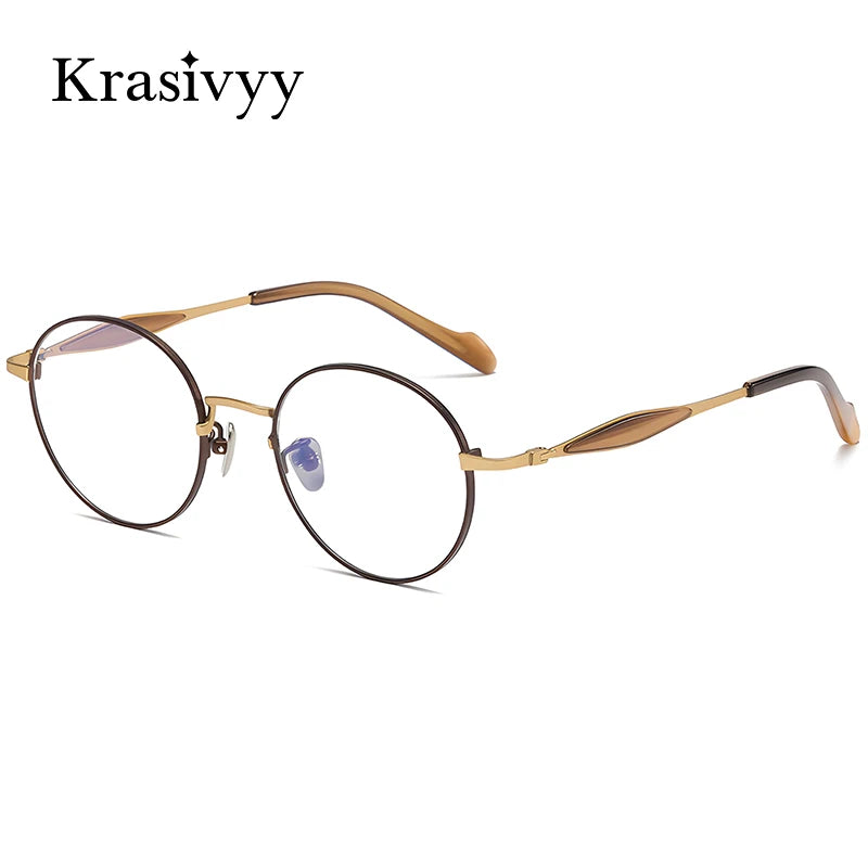 Krasivyy Unisex Full Rim Round Titanium Acetate Eyeglasses 46058