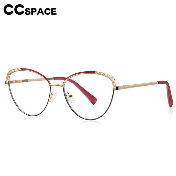 CCSpace Women's Full Rim Square Cat Eye Alloy Eyeglasses 56798 Full Rim CCspace   