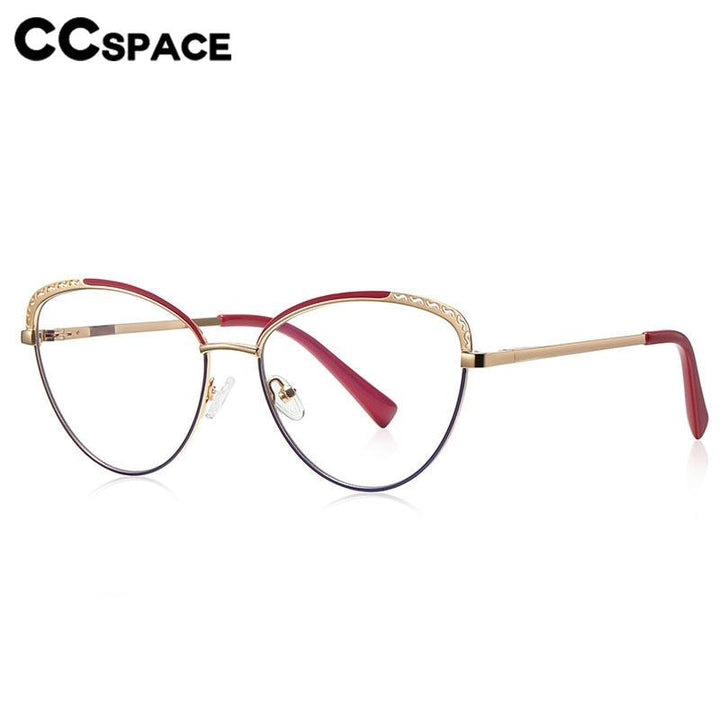 CCspace Women's Full Rim Square Cat Eye Alloy Eyeglasses 56798 Full Rim CCspace   