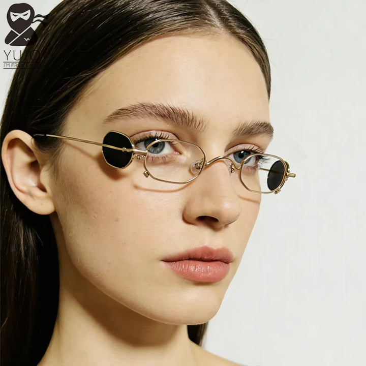 Yujo Unisex Full Rim Polygonal Pure Titanium Eyeglasses 013 — view 1 | Yujo at FuzWeb