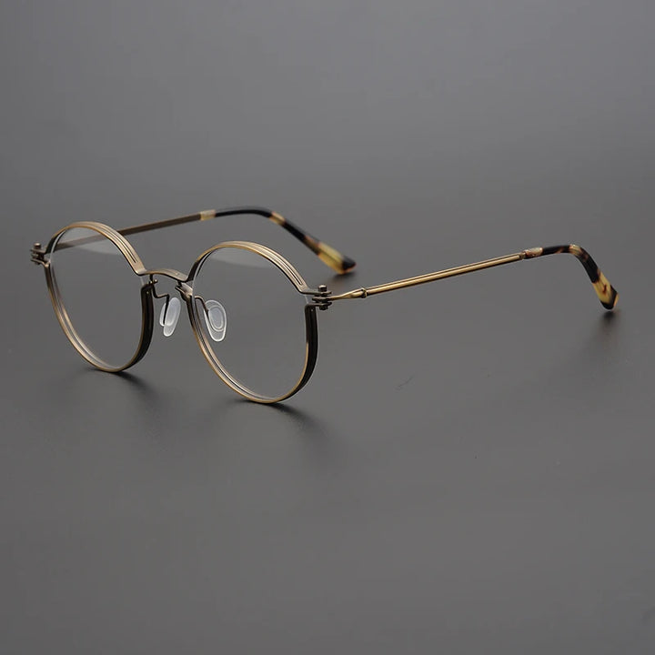 Black Mask Unisex Full Rim Round Titanium Acetate Eyeglasses Tv002 Full Rim Black Mask Bronze  